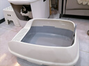 美卡抗菌款半封闭猫砂盆特大号踏板敞开式防外溅防臭猫厕所便盆银灰色 实拍图