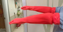 东方红 55CM橡胶手套加长袖防水耐用胶皮厨房保洁清洁洗衣加厚耐油污 1双装(红色)【京仓发货】 M码 实拍图