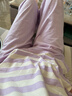 顶瓜瓜睡衣女纯棉家圆领可外穿长袖情侣睡衣套装 诗意条纹西梅紫 160 实拍图