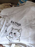 雅鹿短袖t恤男纯棉圆领韩版宽松大码半截袖青少年学生夏季休闲男士t恤 白/逗猫 2XL （重155-170斤高175-180） 实拍图