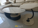 梵尔丹顿轻奢风意式岩板茶几家用客厅椭圆形茶几桌设计师高级感小户型茶桌 黑架+雪山白岩板 120*60*42【茶几+边几】 实拍图