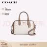 蔻驰（COACH）【品牌直供】女士ROWAN迷你波士顿包白色拼棕色CY744礼物次日达 实拍图