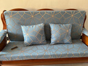 添富贵实木沙发垫带靠背新中式红木沙发坐垫老式联邦春秋椅海绵垫子 时尚线条蓝 155cm长三人座 实拍图