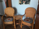 欧呈家具 藤椅椅子天然真藤椅老人高靠背阳台书房 客厅办公麻将椅子三件套 靠背升级款2把+茶几 实拍图