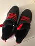 361°儿童运动鞋男童跑鞋秋冬密网轻便魔术贴女童皮革加绒保暖运动鞋 【皮革加绒】碳黑/能量红色 35 实拍图