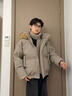 埖煦PU皮可拆卸毛领羽绒棉服男面包服棉衣加厚短款棉袄冬季保暖外套男 卡其色 XL 实拍图
