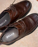 百丽通勤商务皮鞋2025男牛皮褶皱增高休闲鞋A1373AM4 棕色2  41 实拍图