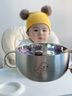 葆氏双耳辅食碗儿童316不锈钢碗婴儿宝宝专用米粉吃饭碗餐具赠叉勺 实拍图