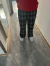 唐狮（TonLion）2024女休闲显瘦松紧格纹加绒休闲裤 黑色调 L  实拍图