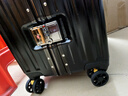 欧遥高颜值铝框行李箱可坐人男女学生潮流大容量拉杆箱加厚密码旅行箱 黑色【铆钉加固铝合金款】 28英寸 【出国托运，结实耐用】 实拍图