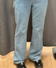 优衣库童装女童微喇牛仔裤水洗产品喇叭休闲长裤479102 62 粉蓝色 160 实拍图