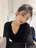 尤克达蒂（yookdd）打底衫黑色V领长袖t恤女2025新款秋冬内搭美式辣妹紧身收腰上衣潮 黑色V领内搭 M 实拍图
