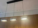 施美特餐厅吊灯现代简约餐桌灯国王湖轻奢极简一字长条吧台中山灯具套餐 3头长盘-砂黑+烟灰罩-三色变光 实拍图