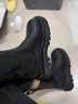 达芙妮官方马丁靴女加绒2025秋冬爆款烟筒靴子女英伦风中筒切尔西女靴 黑色（中筒-5cm跟高） 37 实拍图