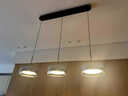 施美特餐厅吊灯现代简约餐桌灯国王湖轻奢极简一字长条吧台中山灯具套餐 3头长盘-砂黑+烟灰罩-三色变光 实拍图