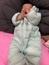 巴拉巴拉童装婴儿羽绒服宝宝轻薄连体衣抱衣爬服儿童冬装男童女童可爱萌趣 绿色小青蛙造型-白鸭绒 73 cm-充绒量38g 实拍图