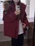 棉致加厚工装连帽棉服女新款宽松派克服棉衣外套女面包服羽棉袄绒服 安哥拉红【高品质】 M 105-125斤 实拍图