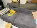 冬季泡芙绒横竖纹全盖沙发巾防猫抓加厚防滑简约沙发套毛毯通用 毛绒加厚横竖纹沙发巾-灰色 180*130cm 实拍图