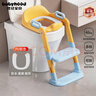 世纪宝贝（babyhood）儿童马桶辅助器 宝宝阶梯架坐便圈扶手架座便器 PU软坐垫 天空蓝 实拍图