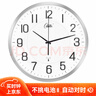 康巴丝（Compas）挂钟自动对时电波钟客厅教室考场静音时钟表挂墙C6891 闪银 35cm 实拍图