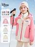 迪士尼一衣七穿女童秋冬儿童外套三合一套装摇粒绒+羽绒内胆三件套 粉色 实拍图