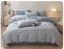 洁丽雅（Grace）四件套 A类抗菌面料全棉亲肤 100%纯棉AB版 1.5/1.8M床 条纹兰 实拍图