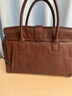 裘真手提公文包女士复古大容量通勤头层植鞣牛皮包包植鞣牛皮 咖啡色-大号 实拍图