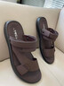 公牛世家凉鞋男夏季透气真皮凉拖两用户外沙滩鞋爸爸男士软底驾车半拖鞋 棕色20017 41(标准皮鞋码) 实拍图