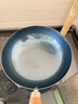 章丘铁锅正宗手工锻打铁锅无涂层物理不粘锅炒锅老式家用炒菜锅厨具轻音 标准版古法烤蓝（已干烧） 28cm 实拍图