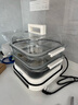 大宇【万食电蒸锅】加厚玻璃 多功能炖蒸煮一体蒸汽锅分体可拆洗煎烤涮火锅不锈钢S31白色(顶配) 实拍图