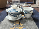 苏氏陶瓷三才盖碗手绘青花陶瓷薄胎功夫泡茶碗带两个茶杯礼盒装 实拍图
