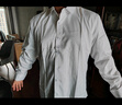 罗蒙（ROMON）【桑蚕丝免烫】长袖衬衫男士白衬衫修身衬衣商务职业男装灰色40 实拍图