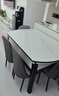 卧家岩板餐桌椅组合现代简约轻奢伸缩折叠家用小户型实木餐桌吃饭桌 12mm岩板-卡塔金-亮光白 1.2m 直径桌+四椅【菠萝椅】 实拍图