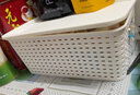 名创优品（MINISO）格纹仿藤编带盖收纳筐 桌面收纳盒宿舍办公杂物收纳篮 中号2个装 实拍图