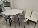 卧家岩板餐桌椅组合现代简约轻奢伸缩折叠家用小户型实木餐桌吃饭桌 12mm岩板-卡塔金-亮光白 1.35m 直径桌+六椅【菠萝椅】 实拍图