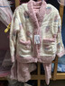 红豆居家（Hodohome）【加绒加厚】秋冬保暖印花女士开衫长袖睡衣套装甜美居家服可外穿 奶昔粉 S 女士160 实拍图