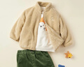 优衣库婴幼儿宝宝长绒摇粒绒拉链茄克长袖外套25秋冬新款478434 31 米色 100 实拍图