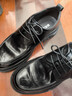 百丽通勤商务皮鞋2025男牛皮褶皱增高休闲鞋A1373AM4 黑色2  40 实拍图