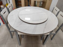 沐晨岩板餐桌实木可伸缩折叠圆餐桌椅组合现代简约小户型餐厅吃饭桌子 4轨道宝马灰-雪山白岩板【木椅】 1.35m一桌八椅 实拍图