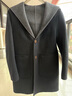 罗蒙（ROMON）新款秋冬连帽毛呢两面穿羊毛风衣中长款双面潮流大衣男士呢子外套 黑色 2XL (185) 155-175斤 实拍图