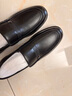 意尔康皮鞋秋季商务休闲套脚皮鞋舒适牛皮中老年爸爸鞋 97689W 黑色 40 实拍图