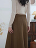 茵曼（INMAN）羊毛呢半身裙2025春秋女装新款小个子百褶A字裙子 暗咖啡 L 实拍图