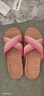 回力家居亚麻拖鞋男女款休闲吸汗干爽舒适耐磨地板拖HL2187粉35-36 实拍图