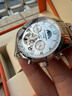 冠琴（GUANQIN）手表男机械表全自动镂空飞轮瑞士品质防水夜光皮带男士双日历手表 银色白面【明星代言】 实拍图