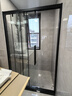 九牧一字形三联动推拉移门干湿分离淋浴房浴室卫生间玻璃隔断赠挡水条 雅黑（不锈钢窄边） 光玻1.2-1.29m（高1.9m） 实拍图