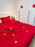 南极人婚庆结婚高档床上四件套新人结婚大红色中式刺绣床单被套床品套件 喜结连理-大红【柔软亲肤】 1.8m床单四件套-被套200x230cm 实拍图