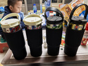 杯套保温杯保护套斜跨通用水杯套防摔隔热防烫玻璃杯袋子提绳简约 黑色加大号（8cm*21cm） 无规格 实拍图
