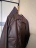优衣库女装仿皮短茄克/外套休闲时尚翻领夹克480060 38 深褐色 XL /165/92A 实拍图