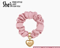 She's茜子发饰心形发圈大肠圈头花头绳马尾皮筋绑头发绳头饰生日礼物女 糖霜粉A1（配件升级款） 实拍图