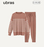 ubras加绒睡衣冬女家居服套装情侣可外穿慕斯条纹舒适居家 蜜桃茶-女士套装 L 实拍图